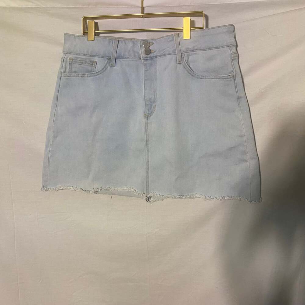 Just Black Light‎ Blue Mini Frayed Hem Skirt Size M